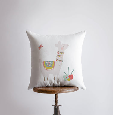 Llama with Flowers Pillow Case